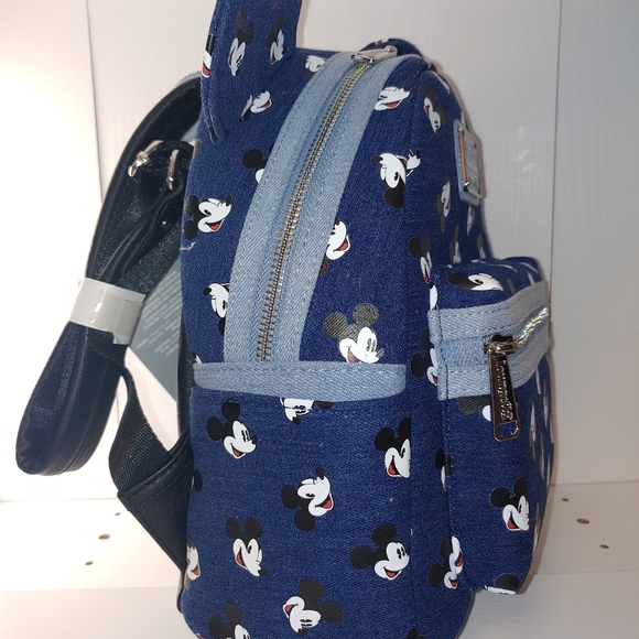 Loungefly Mickey Mouse Denim Backpack - Picture 3 of 7